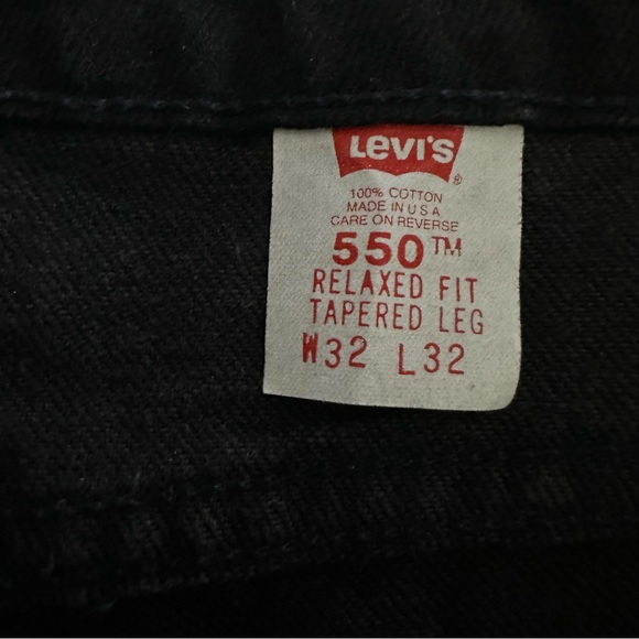 Levi's 550 Relaxed Fit Tapered Leg USA Made Black Jeans 32x32 - Vintage 1995 - Picture 6 of 9